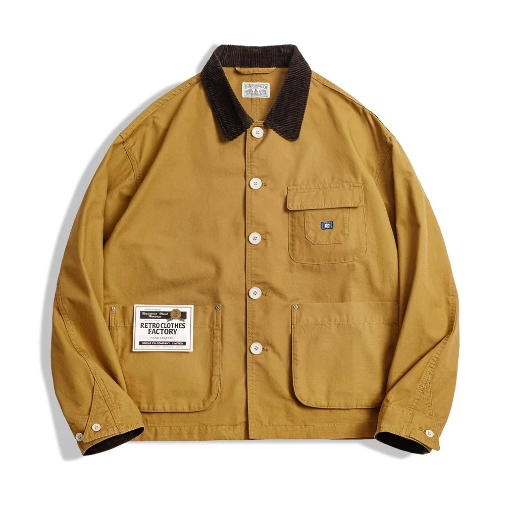 Herren Kurze Jacken Retro Jagd Revers Plus Size Outwear Frühling Herbst