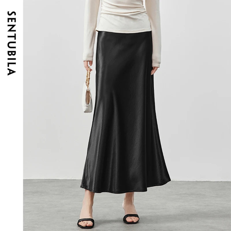 Damen Rock im Luxus-Stil aus Satin in A-Linie für elegante Anlässe