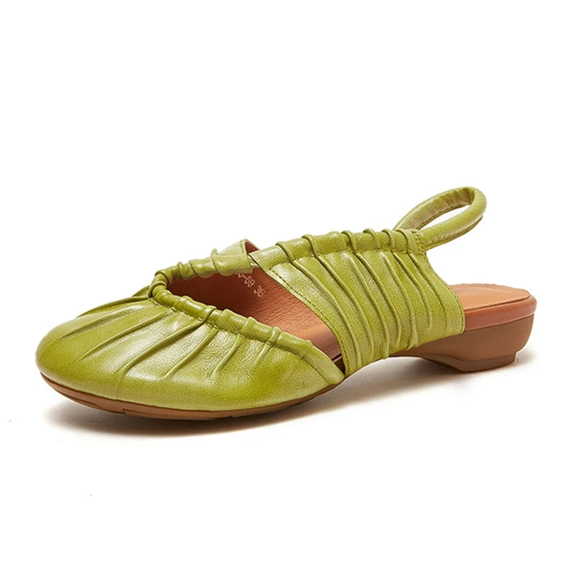 AIYUQI 2025, neue stil geschlossene zehen frauen sandalen Plissee nicht-slip Römischen sandalen für frauen Große größe sommer strand weibliche schuhe