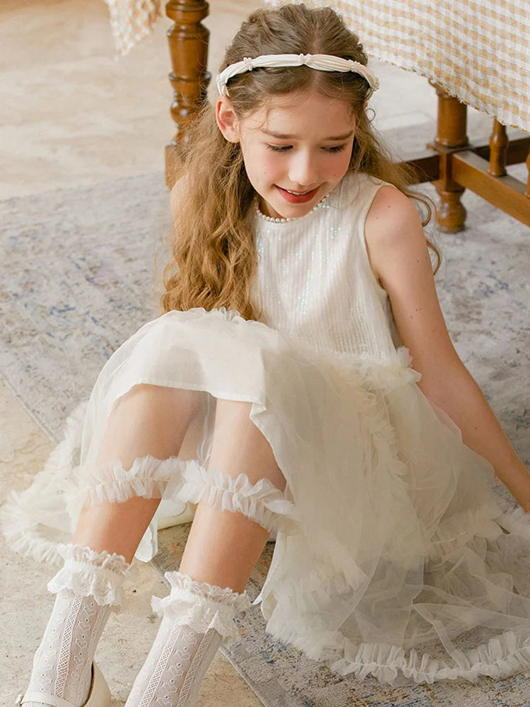 Ärmelloses Sommerkleid für Mädchen in Hellgelb – ideal für Geburtstage, Hochzeiten und festliche Anlässe