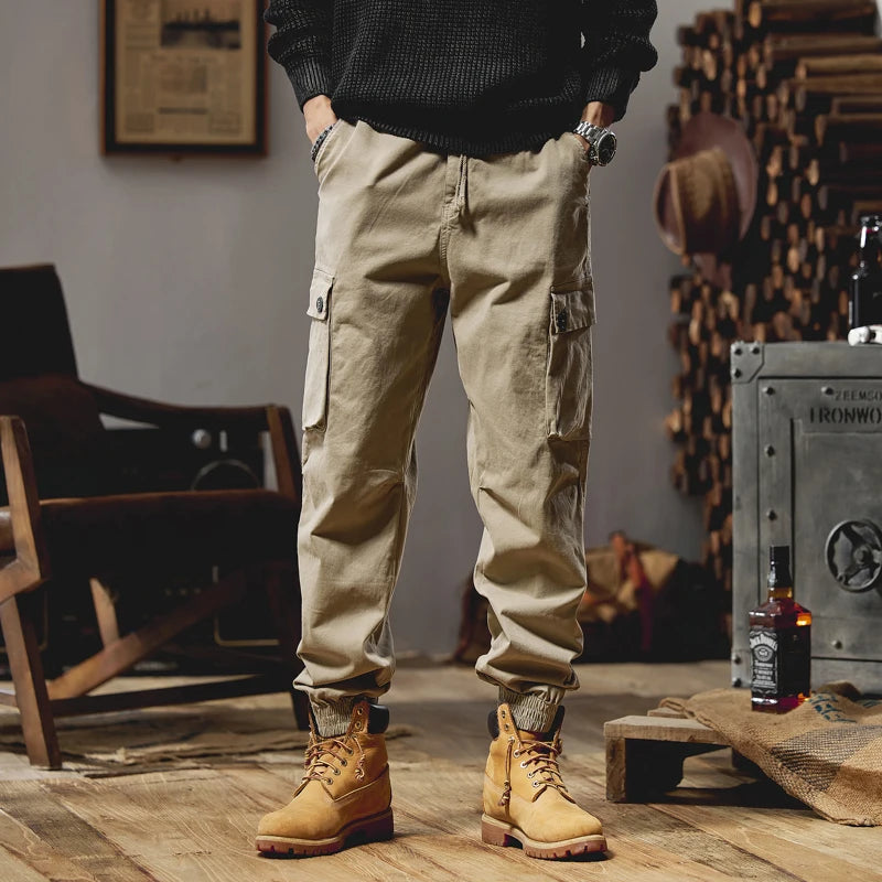 Herren Jogger Cargo Hose im lässigen Hip Hop Stil mit Taschen