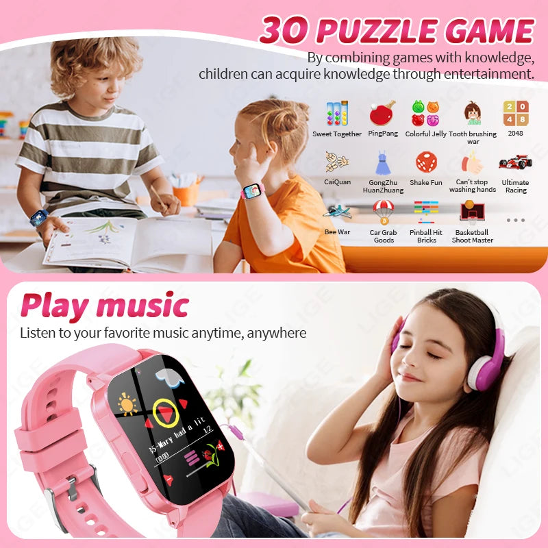 LIGE Neue Kind Kamera Smart Uhr LED Video Aufnahme Studie Karten Geschichte Buch Spiele Kalorien Student Kind Smartwatch Junge Mädchen Geschenk