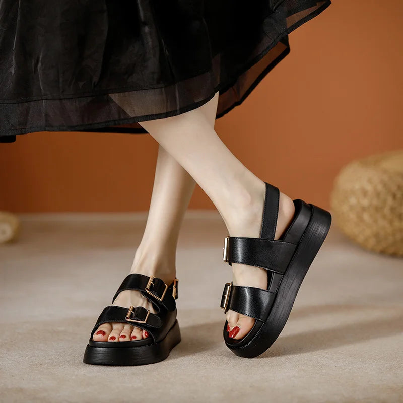 AIYUQI Frauen Sandalen Große Größe Sommer Neue Strand Sandalen Mädchen Dicke Sohle Mode Offene spitze Römischen frauen Schuhe
