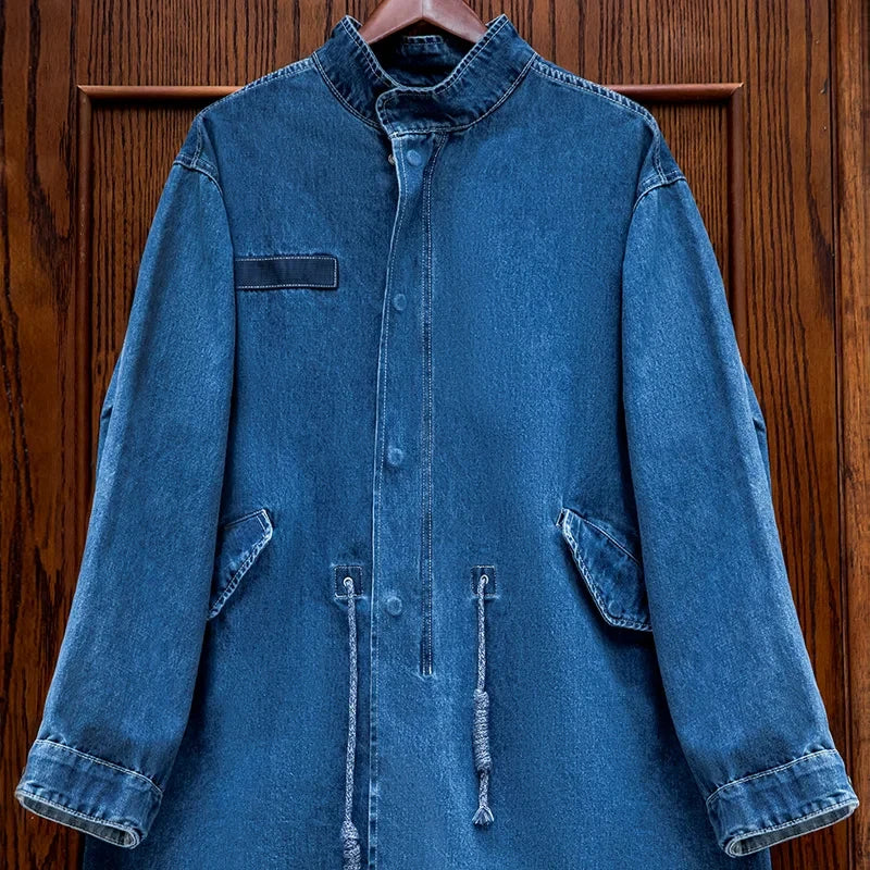 Retro M65 Denim Fischschwanz Trenchcoat – Stilvoller Lässiger Look
