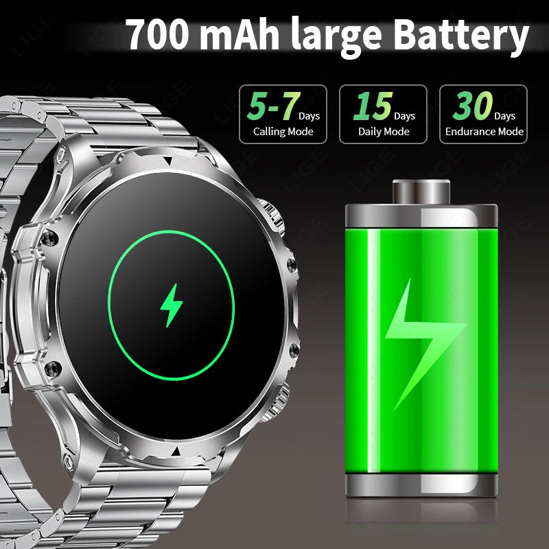 Herren Outdoor Smartwatch mit 1,9 Zoll Display und wasserdichter Funktion