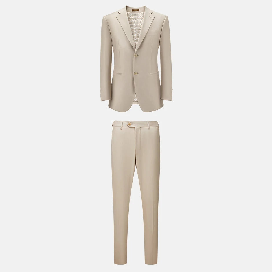 Leichter Herren-Seersucker-Anzug in Hellgrau – ideal für Hochzeit, Büro und Alltag
