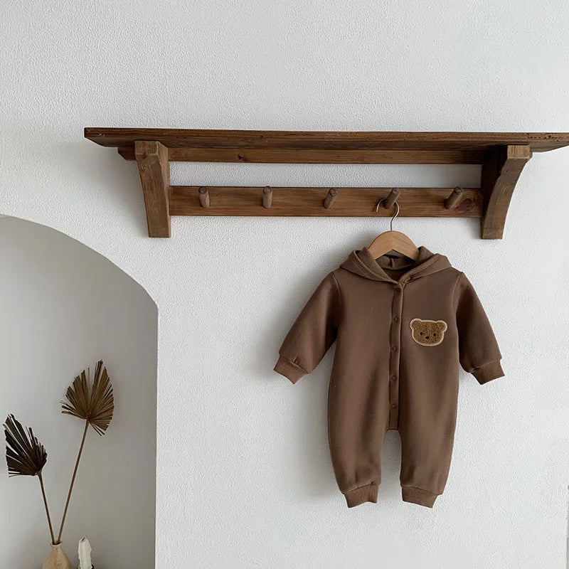 Kleinkind Overall mit Kapuze im Bären-Design für Neugeborene und Babys