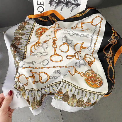 Damen Seidenschal 70cm Frühling Halstuch Krawatte Hijab Haarband Bandana Wrap