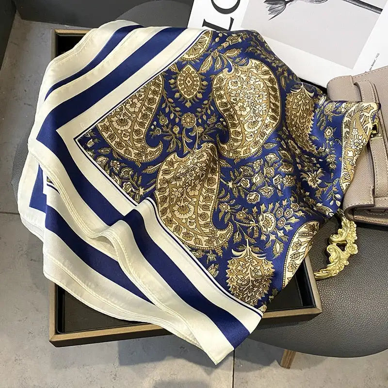 Damen Seidenschal 70cm Frühling Halstuch Krawatte Hijab Haarband Bandana Wrap
