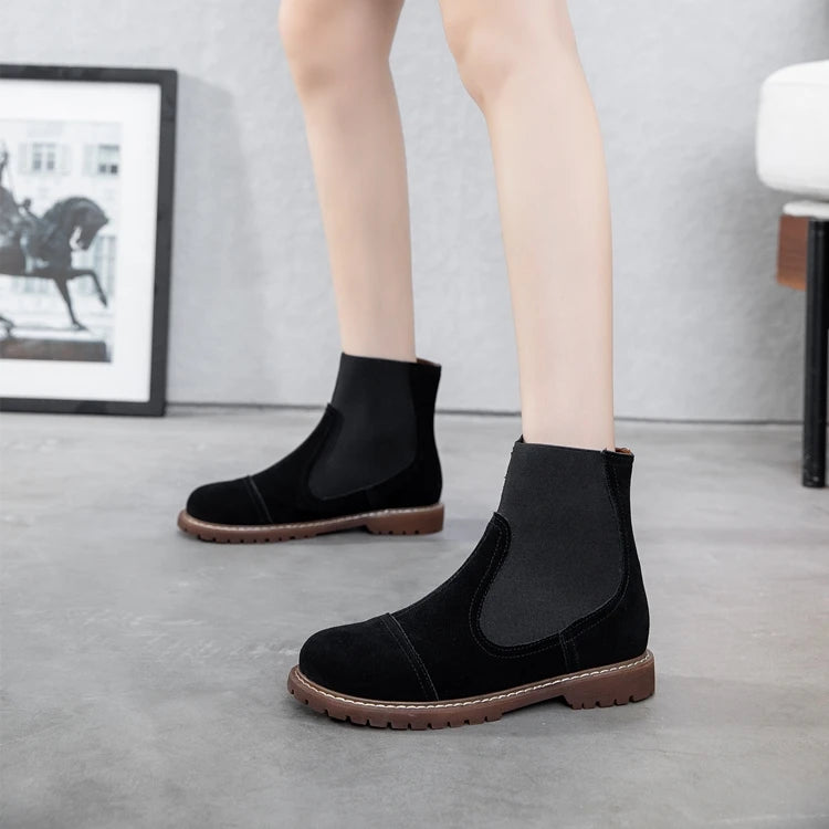 AIYUQI Women Chelsea Boots 2025 Autumn Winter New British Style Fashion Marton Boots Women Suede Slip-on Ankle Boots Women