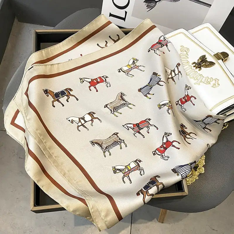 Damen Seidenschal 70cm Frühling Halstuch Krawatte Hijab Haarband Bandana Wrap