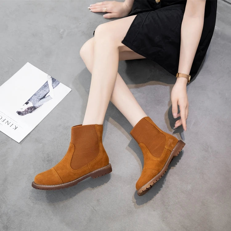 AIYUQI Women Chelsea Boots 2025 Autumn Winter New British Style Fashion Marton Boots Women Suede Slip-on Ankle Boots Women