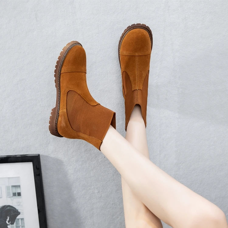 AIYUQI Women Chelsea Boots 2025 Autumn Winter New British Style Fashion Marton Boots Women Suede Slip-on Ankle Boots Women