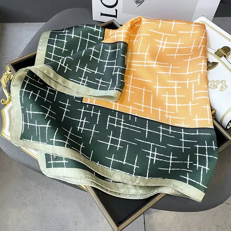 Damen Seidenschal 70cm Frühling Halstuch Krawatte Hijab Haarband Bandana Wrap