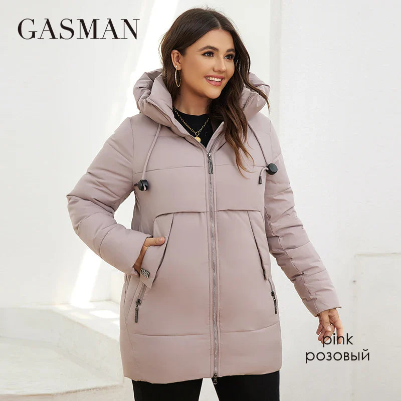 Lange Damenjacke für den Frühling mit modischer Taille, winddicht und warm aus dünner Baumwolle