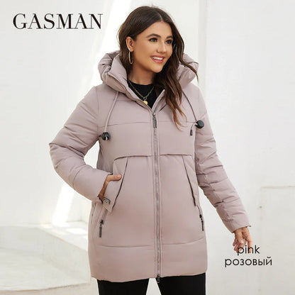 Lange Damenjacke für den Frühling mit modischer Taille, winddicht und warm aus dünner Baumwolle