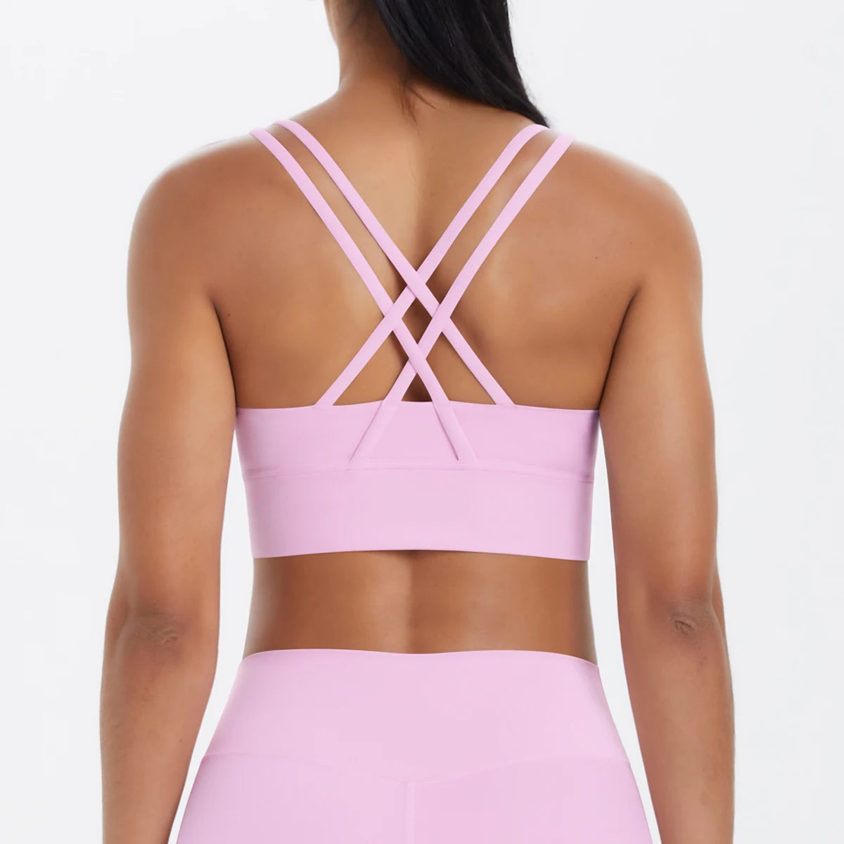 Sporttop mit Kreuzträgern in Rosa, Rückansicht