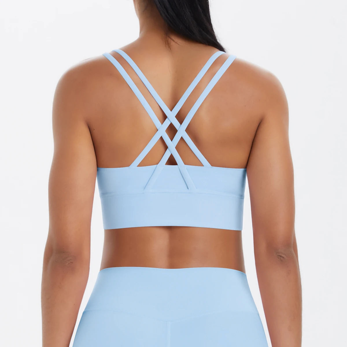 Sporttop mit Kreuzträgern in Hellblau, Rückansicht