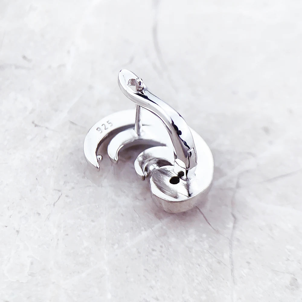 Damen-Ohrclip Welle blaue Steine maritim 925 Sterlingsilber