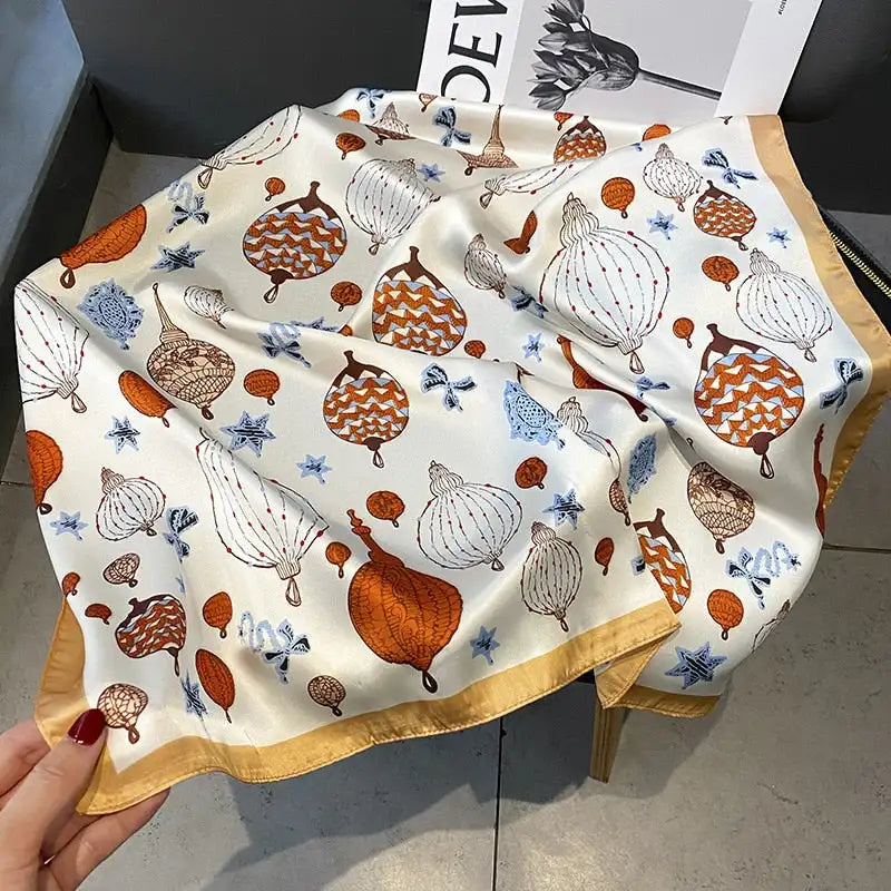Damen Seidenschal 70cm Frühling Halstuch Krawatte Hijab Haarband Bandana Wrap