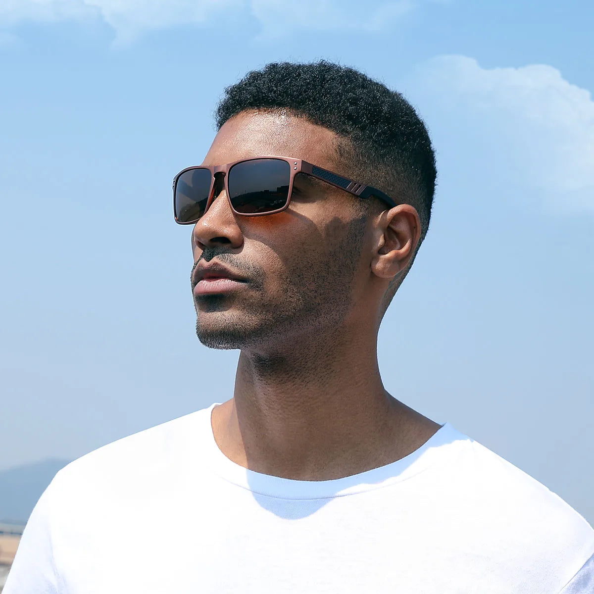 Sonnenbrille Al-Mg quadratisch polarisiert Spiegel Sport Herren Damen