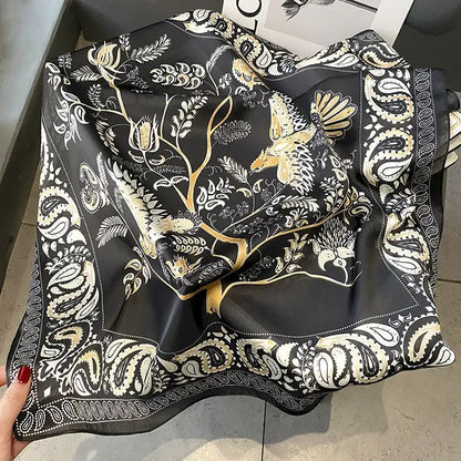 Damen Seidenschal 70cm Frühling Halstuch Krawatte Hijab Haarband Bandana Wrap