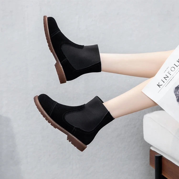 AIYUQI Women Chelsea Boots 2025 Autumn Winter New British Style Fashion Marton Boots Women Suede Slip-on Ankle Boots Women