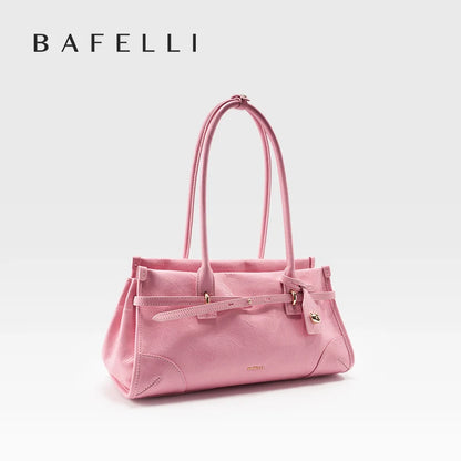 Rosa Crossbodytasche mit Tragehenkeln, Reißverschlussöffnung und Saffiano-Optik