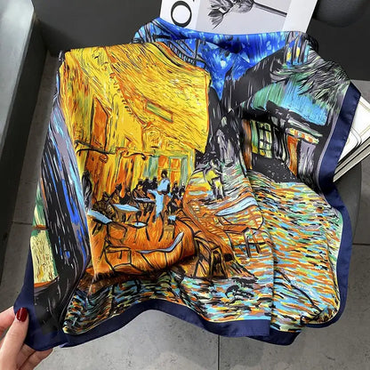 Damen Seidenschal 70cm Frühling Halstuch Krawatte Hijab Haarband Bandana Wrap
