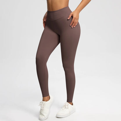 Nahtlose Sportleggings, eng anliegend, High-Stretch, Dunkelbraun