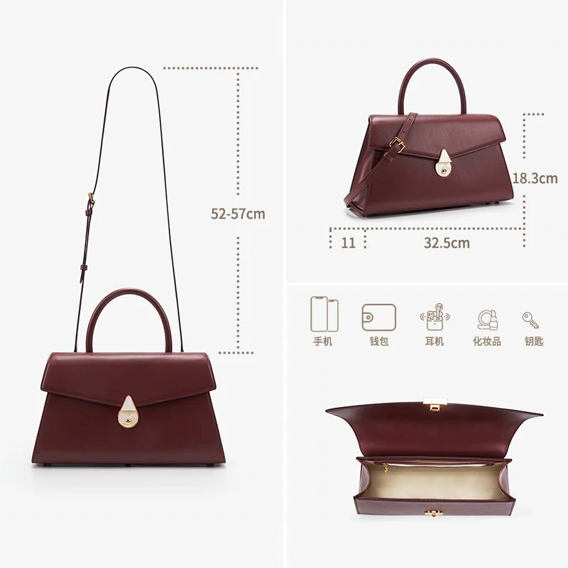 Premium Echte Lederhandtasche Für Damen Mit Großer Kapazität Und Stil
