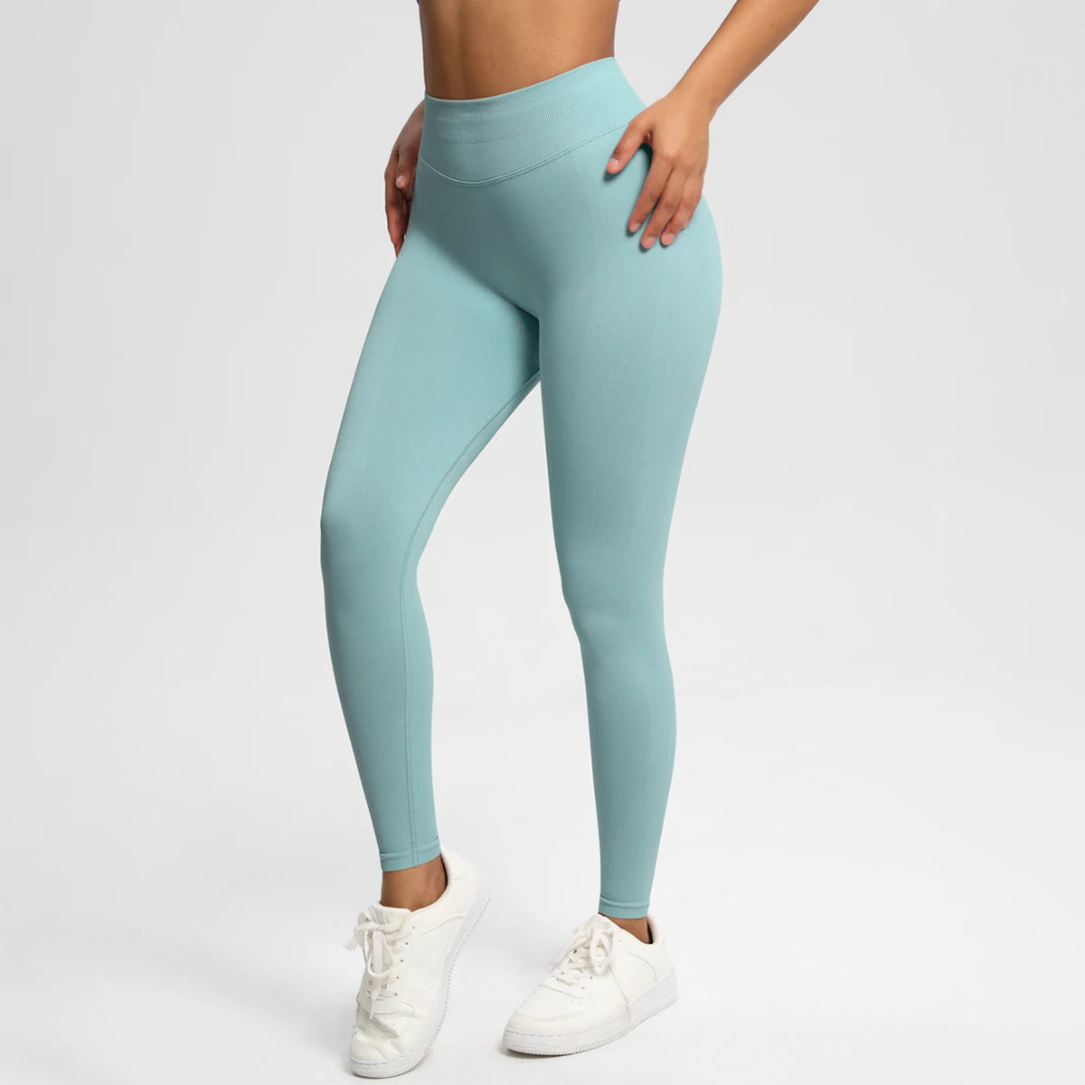 Hochstretch Leggings nahtlos, mintgrün für Sport und Fitness
