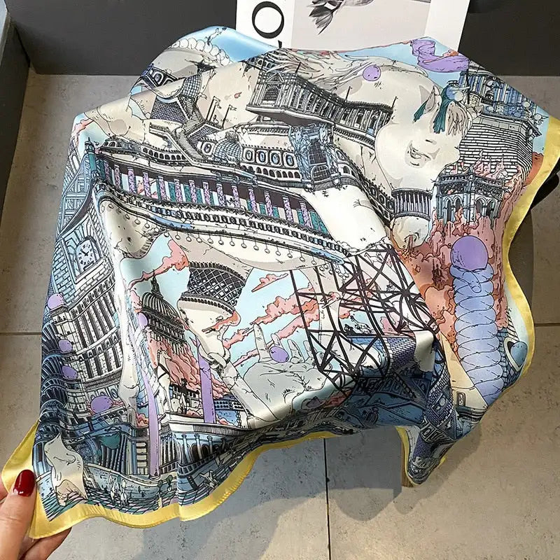 Damen Seidenschal 70cm Frühling Halstuch Krawatte Hijab Haarband Bandana Wrap
