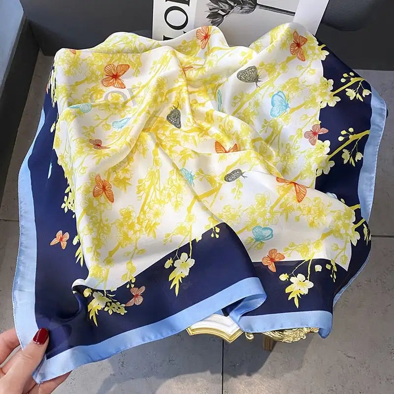 Damen Seidenschal 70cm Frühling Halstuch Krawatte Hijab Haarband Bandana Wrap