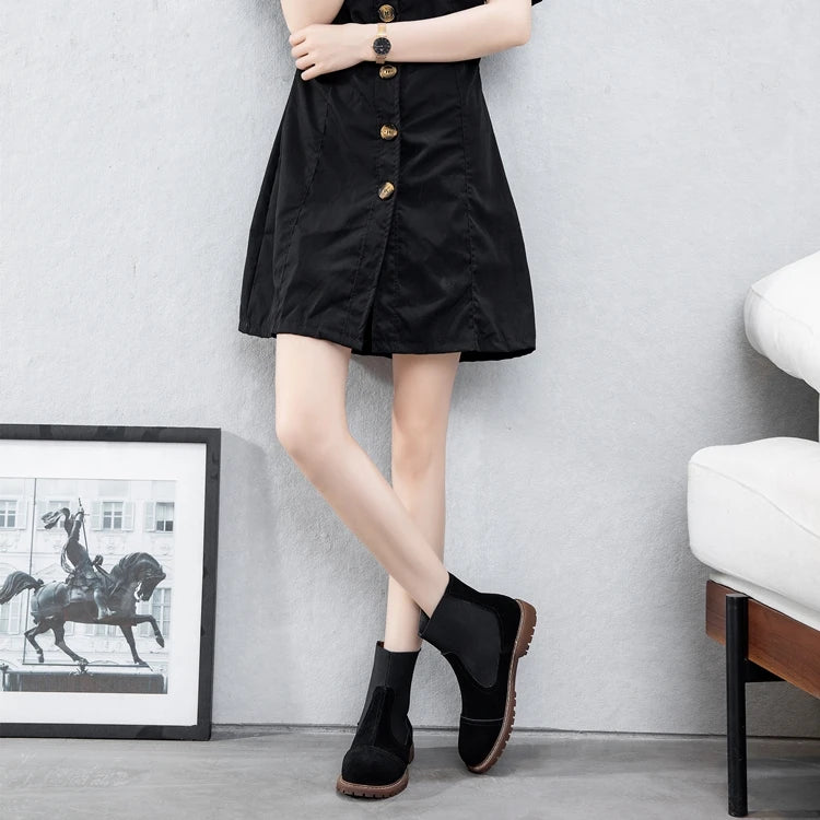 AIYUQI Women Chelsea Boots 2025 Autumn Winter New British Style Fashion Marton Boots Women Suede Slip-on Ankle Boots Women