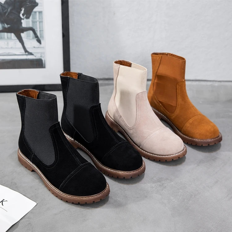 AIYUQI Women Chelsea Boots 2025 Autumn Winter New British Style Fashion Marton Boots Women Suede Slip-on Ankle Boots Women