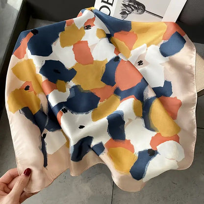 Damen Seidenschal 70cm Frühling Halstuch Krawatte Hijab Haarband Bandana Wrap