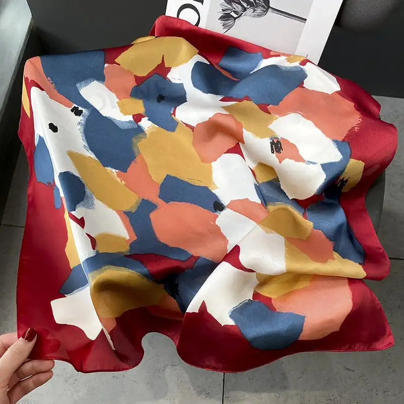 Damen Seidenschal 70cm Frühling Halstuch Krawatte Hijab Haarband Bandana Wrap
