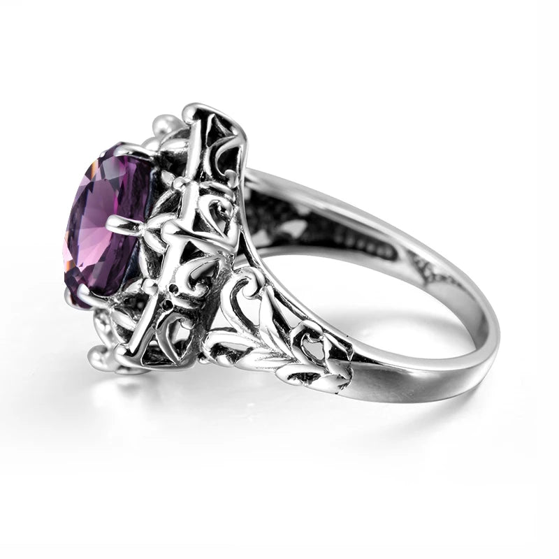 Damen-Ring Aus Sterlingsilber 925 Mit Amethyst Stein Und Davidstern Symbol Handgefertigter Schmuck Für Frauen