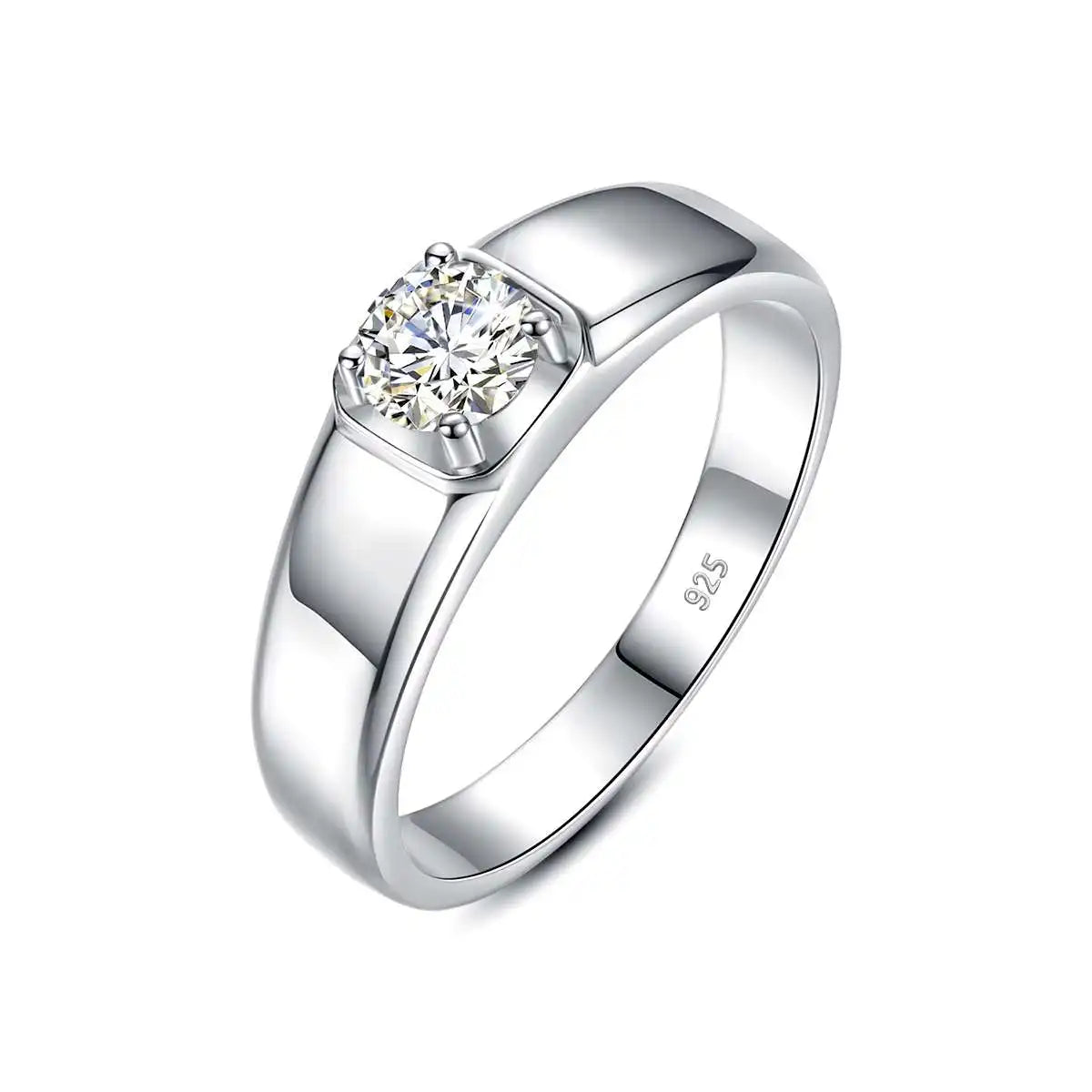 Herren-Ring aus Moissanit mit 0,5 Karat Exzellenter Schliff und Zertifikat für Verlobung