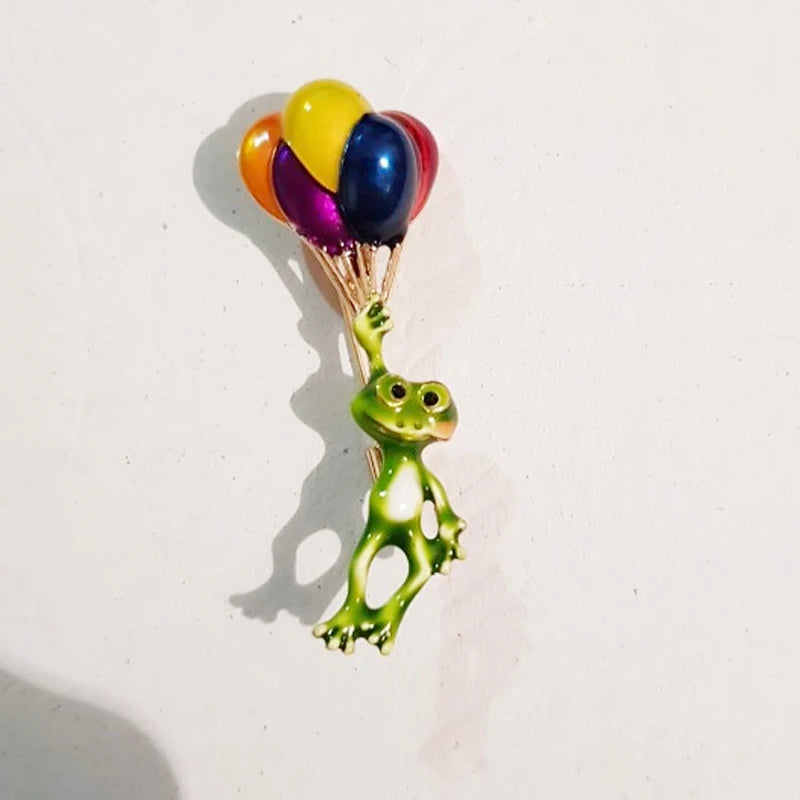 Brosche Frosch Ballon Tier Emaille Bunt Kinder Party Geschenk Damen
