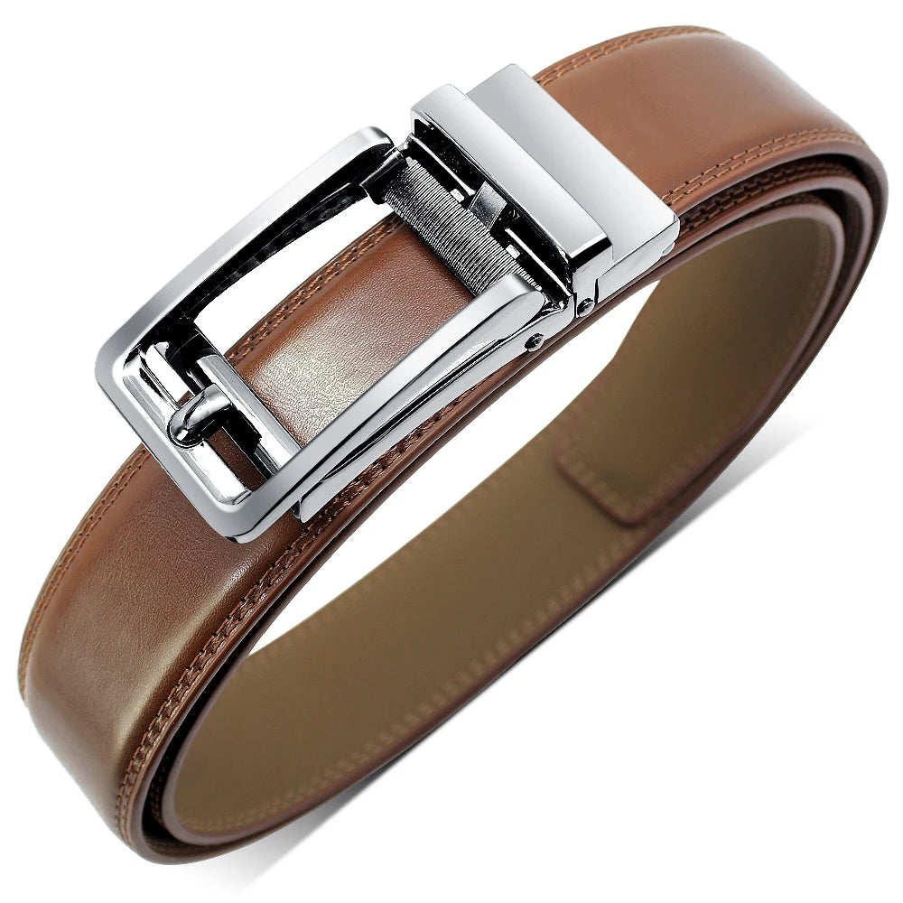 Herren Echtleder-Gürtel 3,5 cm Automatik-Schnalle Rindsleder Business Casual