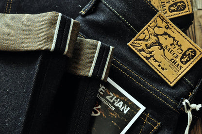 Herren Jeans aus Baumwolle und Leinen im Taper Fit mit 16,5 Unzen