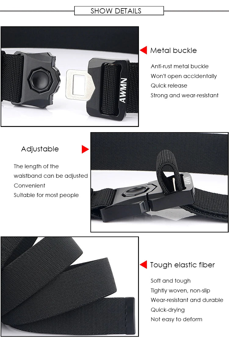VATLY Taktischer Stretch-Gürtel Herren Nylon mit Zink-Schnellverschluss