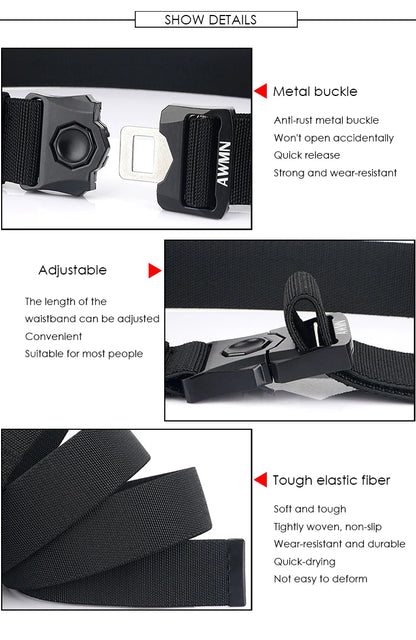 VATLY Taktischer Stretch-Gürtel Herren Nylon mit Zink-Schnellverschluss