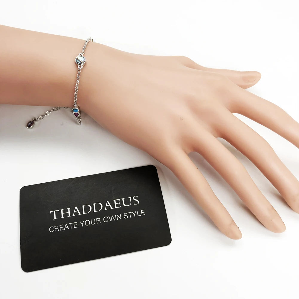 Damen-Armband bunte Natursteine Böhmen aus Sterlingsilber