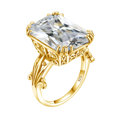 Damen-Ring aus 925er Silber mit großem rechteckigem Citrinstein für eleganten Alltagslook