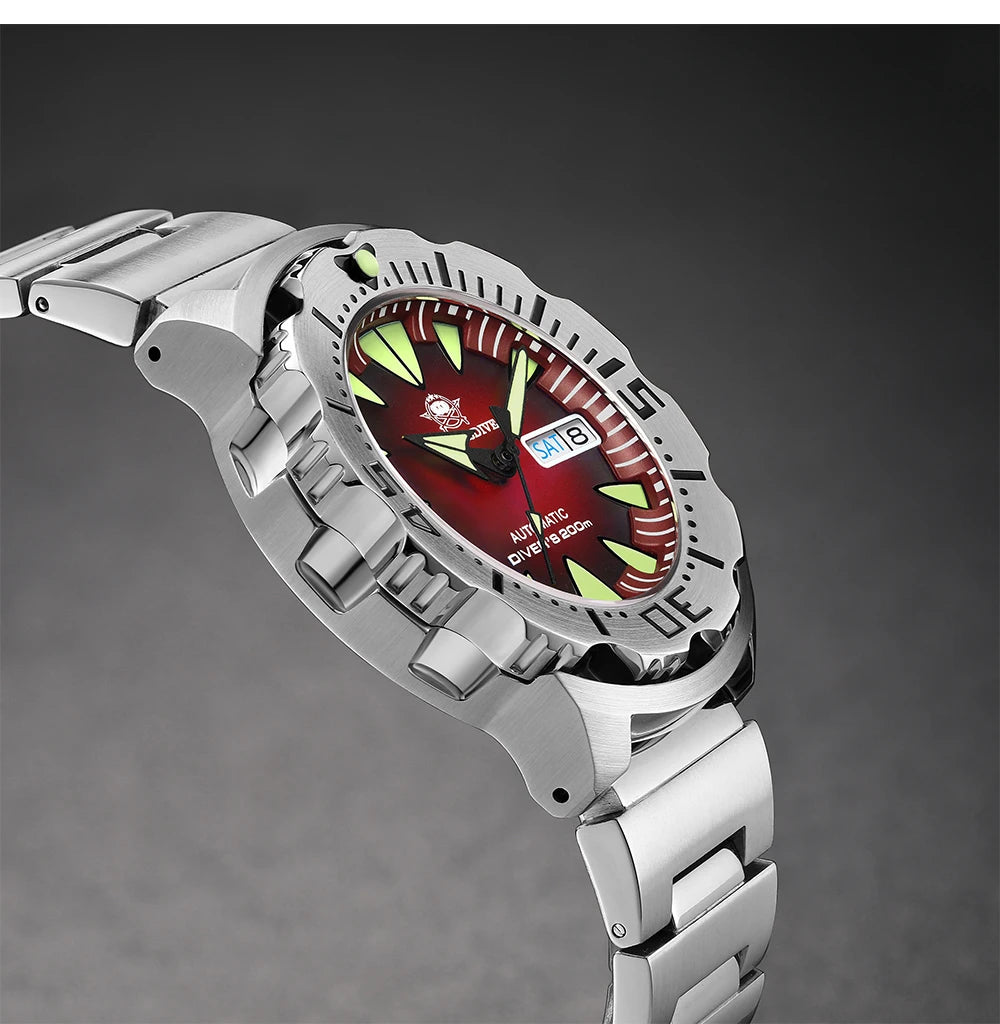 ADDIESDIVE AD2103 Men Monster Watch Luminous Sapphire Glass Blue Dial NH36 Diver 316L Stainless Steel Mechanical Watches