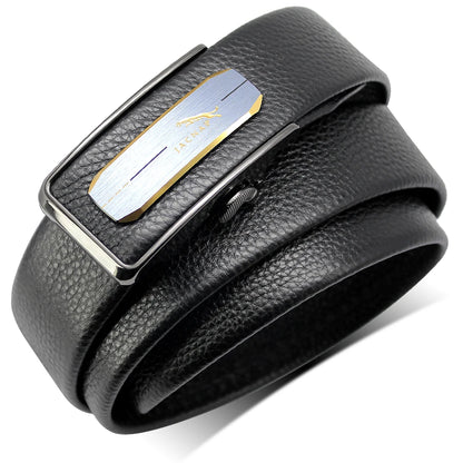Herren Ratchet Ledergürtel 3,5 cm Automatik-Schnalle abriebfest Innenriemen