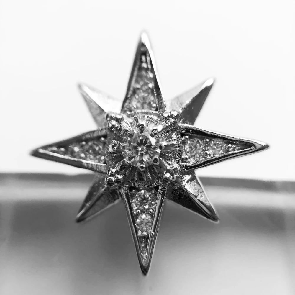 Damen-Ohrstecker Magic Star handgefertigt Vintage aus Sterlingsilber